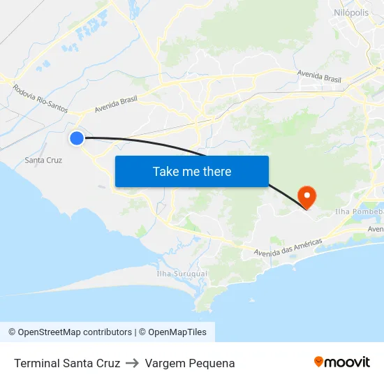 Terminal Santa Cruz to Vargem Pequena map