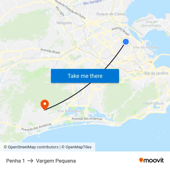 Penha 1 to Vargem Pequena map