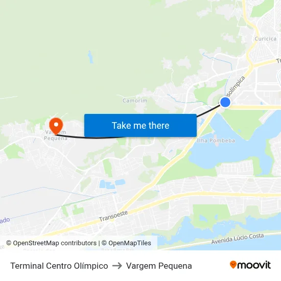 Terminal Centro Olímpico to Vargem Pequena map