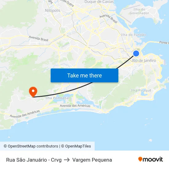 Rua São Januário - Crvg to Vargem Pequena map