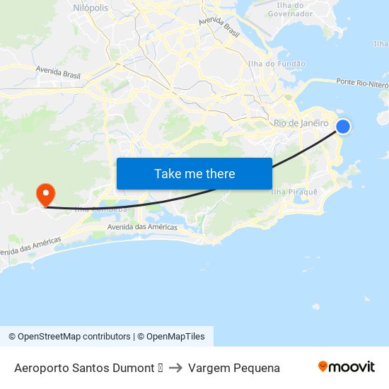 Aeroporto Santos Dumont ✈ to Vargem Pequena map