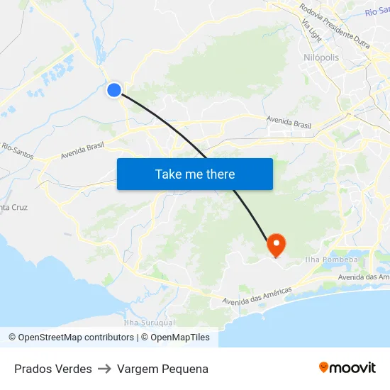 Prados Verdes to Vargem Pequena map
