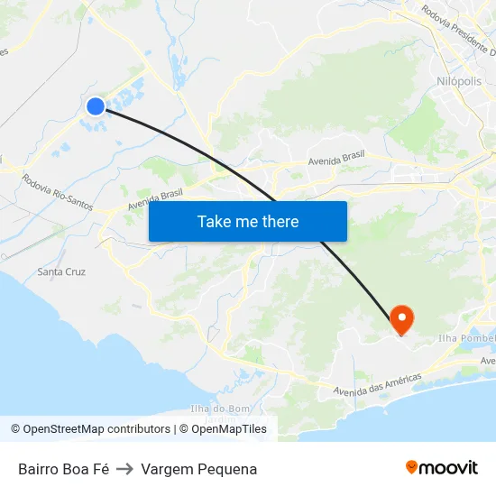 Bairro Boa Fé to Vargem Pequena map