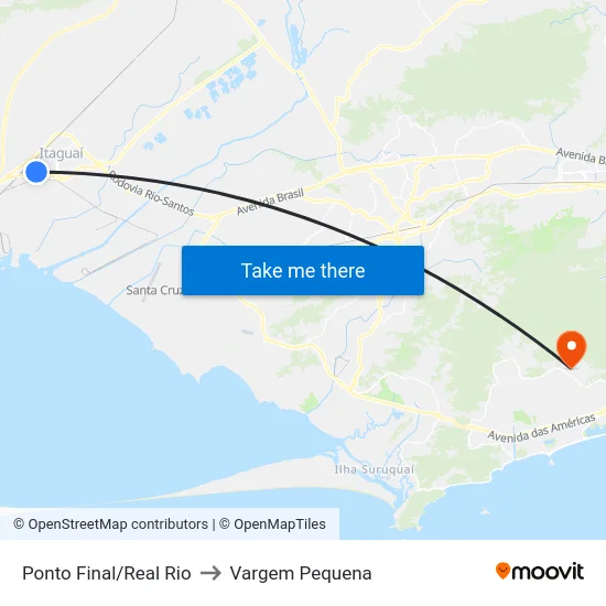 Ponto Final/Real Rio to Vargem Pequena map