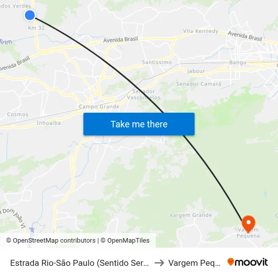 Estrada Rio-São Paulo (Sentido Seropédica) to Vargem Pequena map