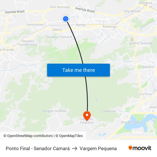 Ponto Final - Senador Camará to Vargem Pequena map