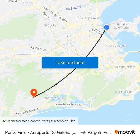 Ponto Final - Aeroporto Do Galeão (Área De Apoio) to Vargem Pequena map