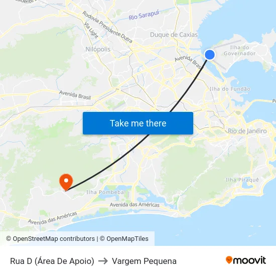 Rua D (Área De Apoio) to Vargem Pequena map