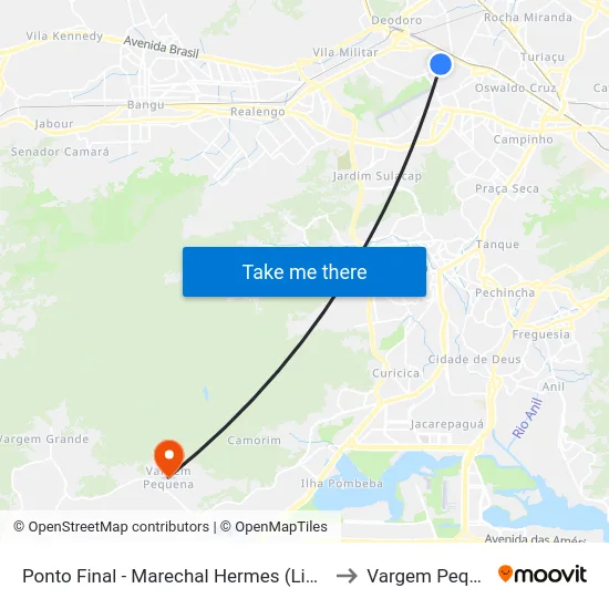 Ponto Final - Marechal Hermes (Linha 378) to Vargem Pequena map