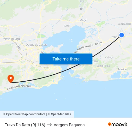 Trevo Da Reta (Rj-116) to Vargem Pequena map