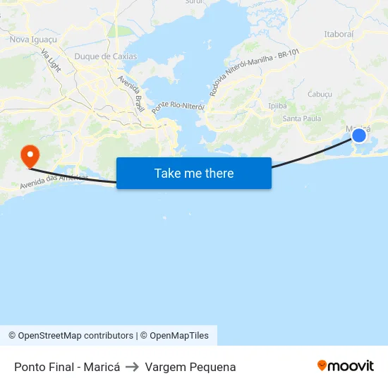 Ponto Final - Maricá to Vargem Pequena map