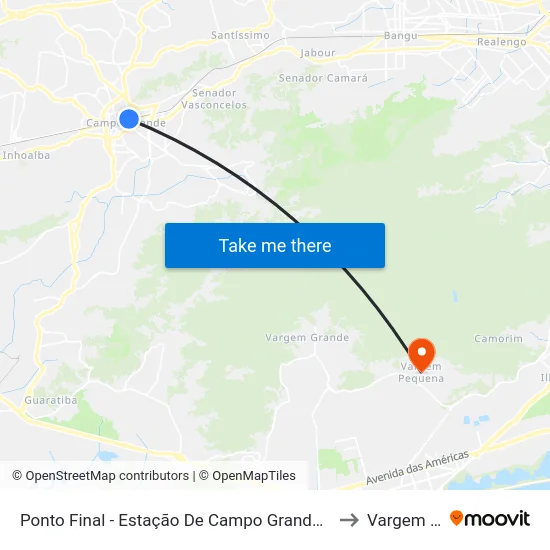 Ponto Final - Estação De Campo Grande (Linhas 770, 771, 2336 E 2339) to Vargem Pequena map