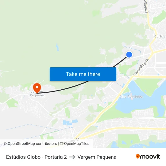 Estúdios Globo - Portaria 2 to Vargem Pequena map