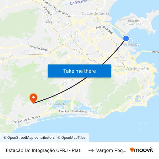 Estação De Integração UFRJ - Plataforma A to Vargem Pequena map
