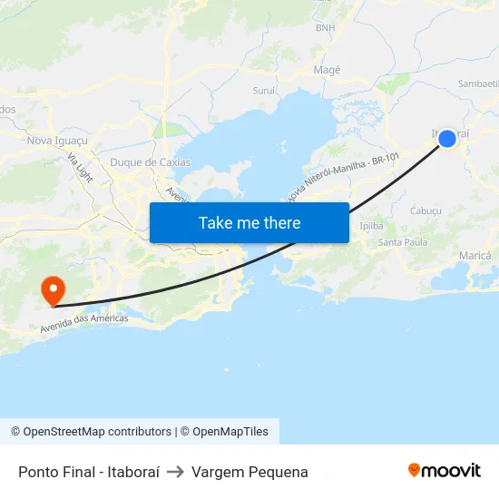 Ponto Final - Itaboraí to Vargem Pequena map
