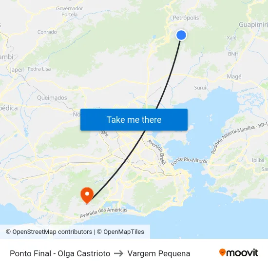 Ponto Final - Olga Castrioto to Vargem Pequena map