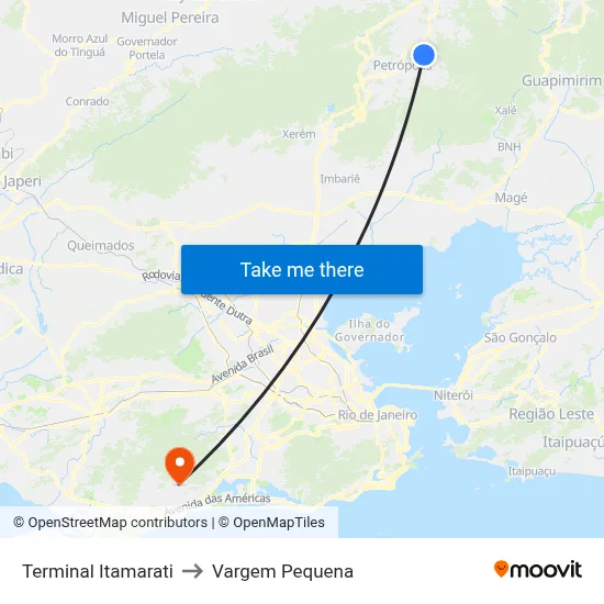 Terminal Itamarati to Vargem Pequena map
