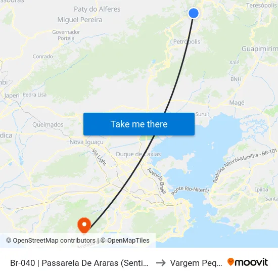 Br-040 | Passarela De Araras (Sentido Bingen) to Vargem Pequena map
