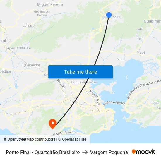 Ponto Final - Quarteirão Brasileiro to Vargem Pequena map