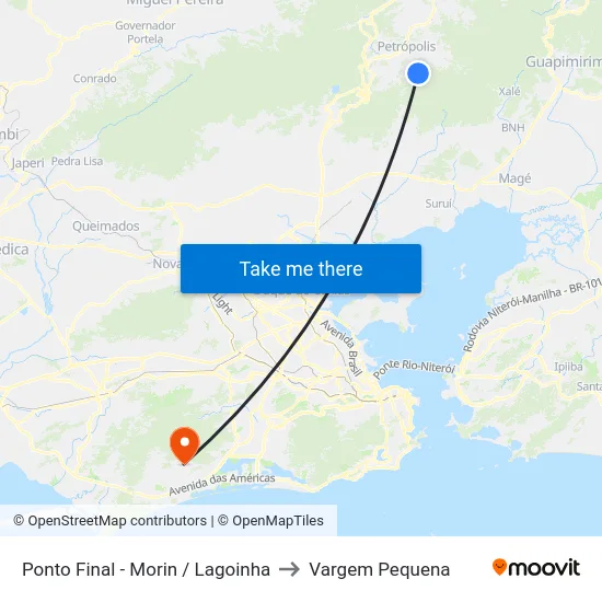 Ponto Final - Morin / Lagoinha to Vargem Pequena map