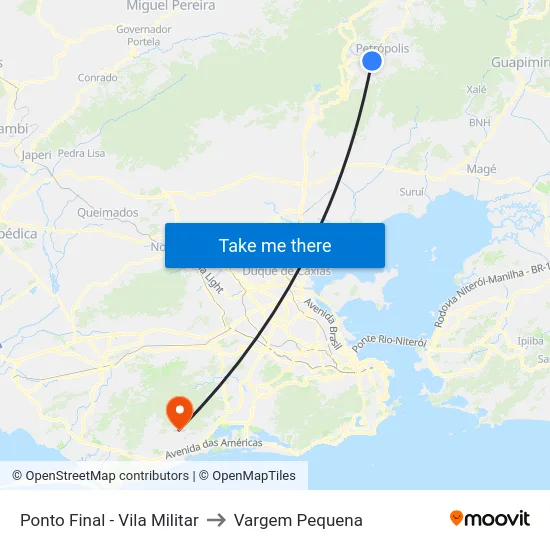 Ponto Final - Vila Militar to Vargem Pequena map