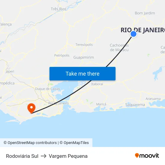 Rodoviária Sul to Vargem Pequena map