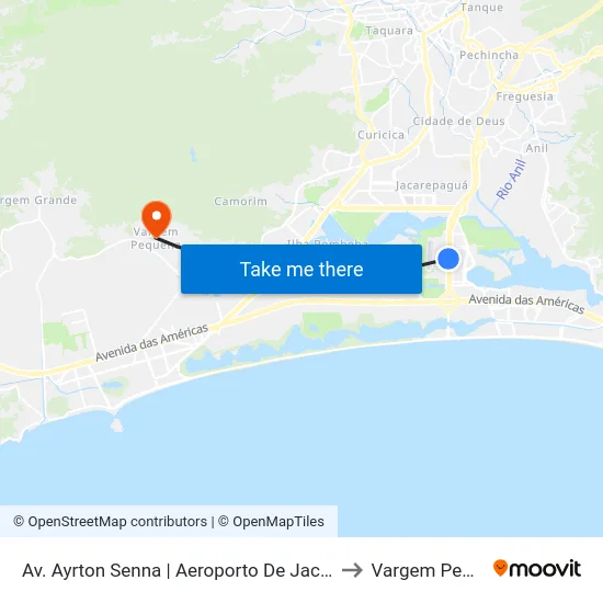 Av. Ayrton Senna | Aeroporto De Jacarepaguá ✈ to Vargem Pequena map