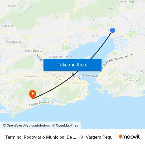 Terminal Rodoviário Municipal De Magé to Vargem Pequena map