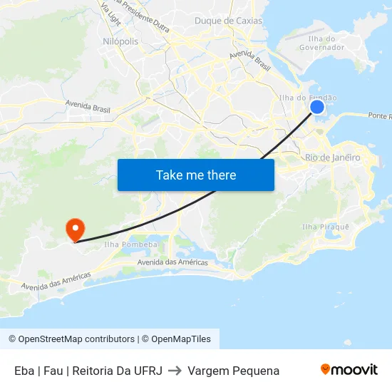 Eba | Fau | Reitoria Da UFRJ to Vargem Pequena map