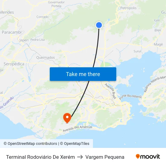 Terminal Rodoviário De Xerém to Vargem Pequena map