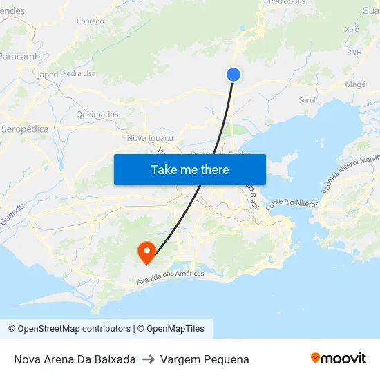 Nova Arena Da Baixada to Vargem Pequena map