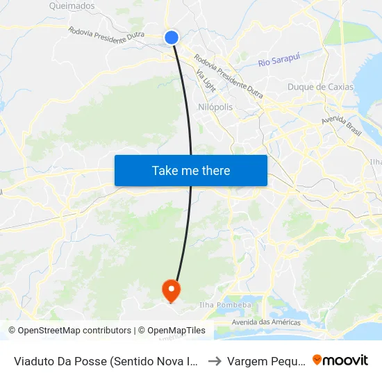 Viaduto Da Posse (Sentido Nova Iguaçu) to Vargem Pequena map