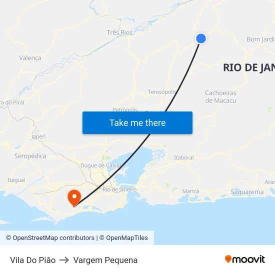Vila Do Pião to Vargem Pequena map