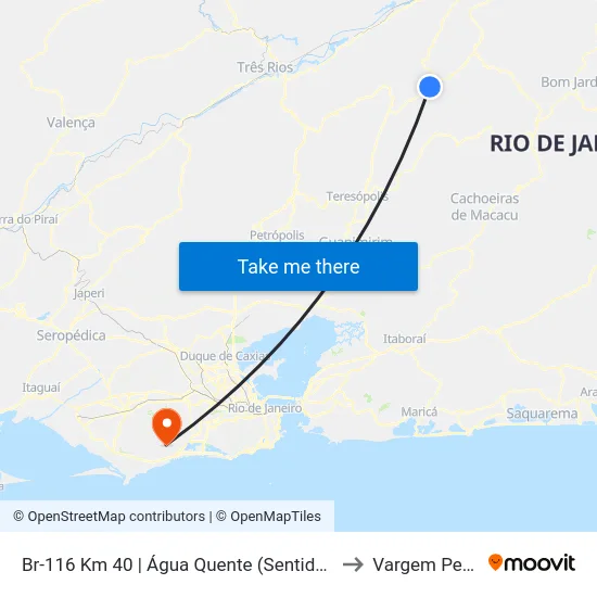Br-116 Km 40 | Água Quente (Sentido Teresópolis) to Vargem Pequena map