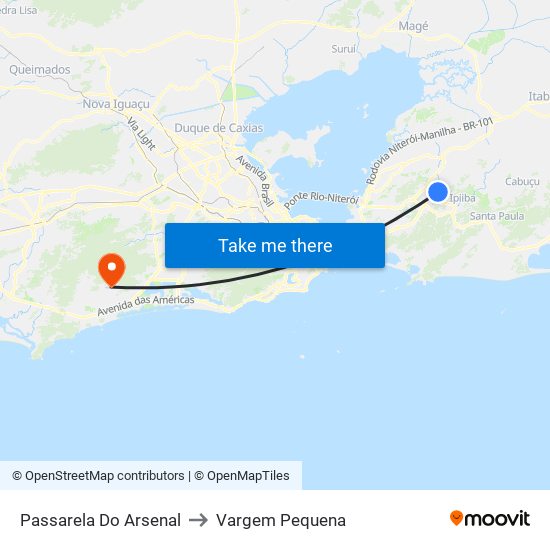 Passarela Do Arsenal to Vargem Pequena map