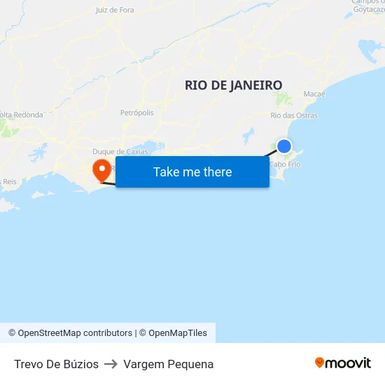 Trevo De Búzios to Vargem Pequena map
