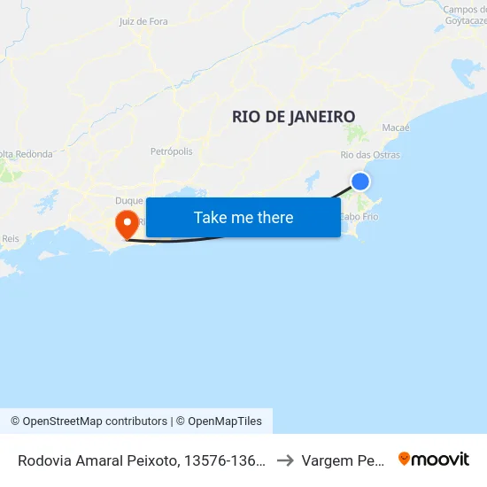 Rodovia Amaral Peixoto, 13576-13666 (Unamar) to Vargem Pequena map