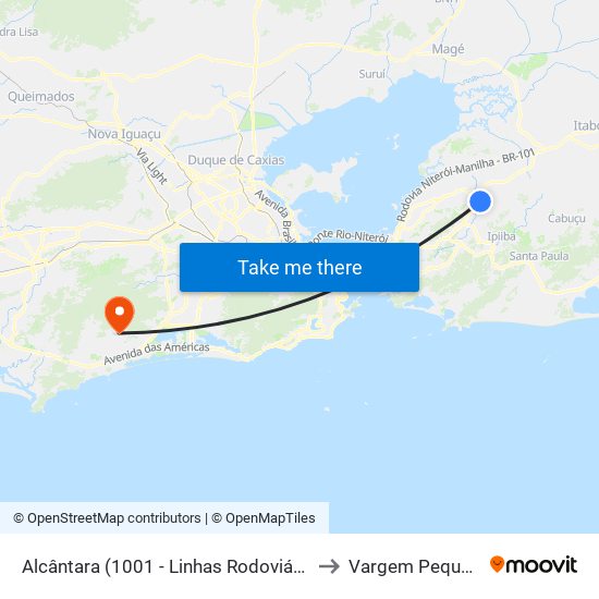 Alcântara (1001 - Linhas Rodoviárias) to Vargem Pequena map