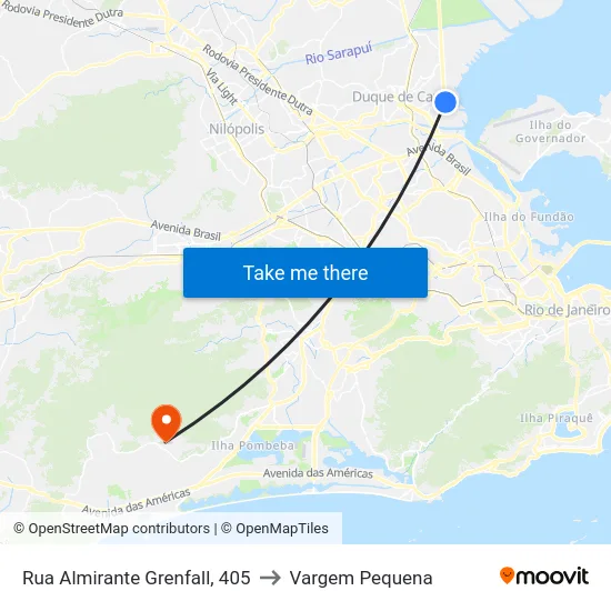 Rua Almirante Grenfall, 405 to Vargem Pequena map