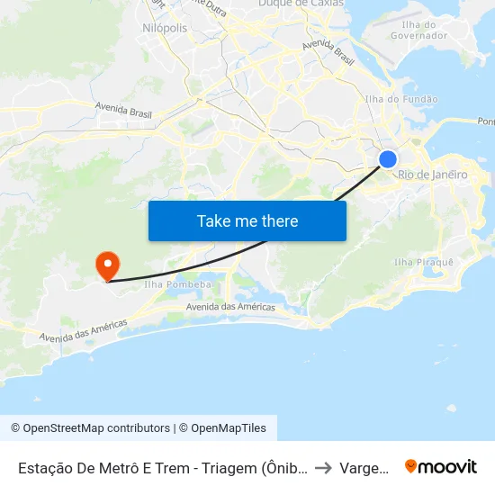 Estação De Metrô E Trem - Triagem (Ônibus Fiocruz E Supercentro Carioca De Saúde) to Vargem Pequena map