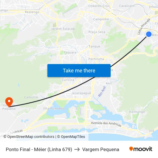 Ponto Final - Méier (Linha 679) to Vargem Pequena map