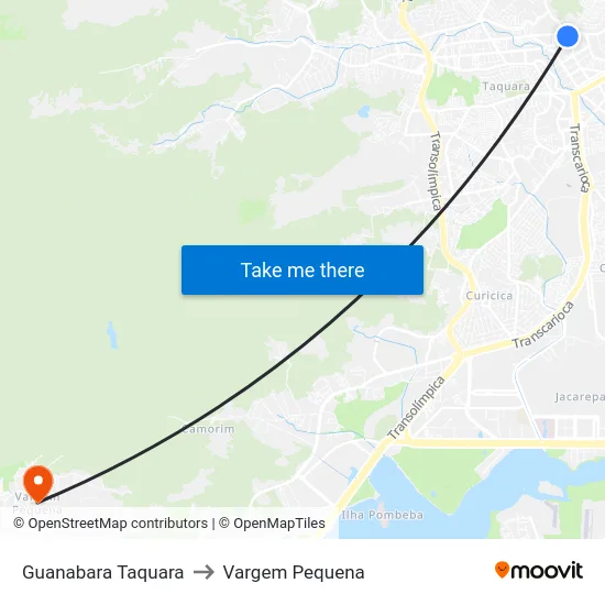 Guanabara Taquara to Vargem Pequena map