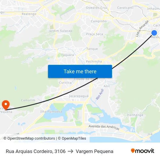 Rua Arquias Cordeiro, 3106 to Vargem Pequena map