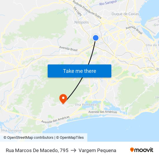 Rua Marcos De Macedo, 795 to Vargem Pequena map