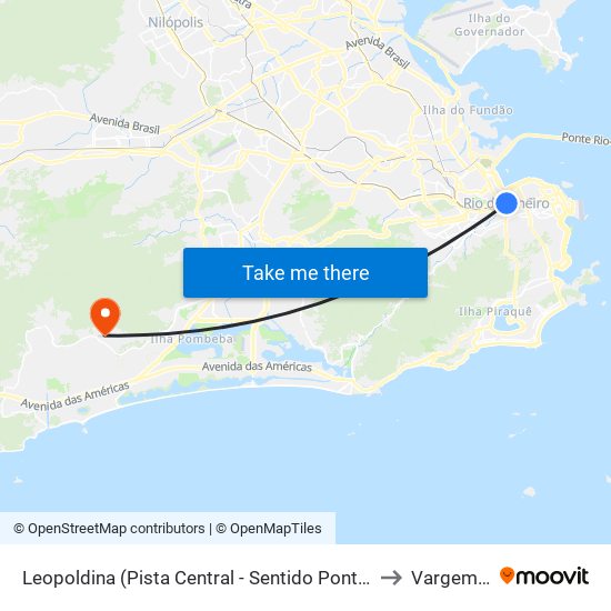 Leopoldina (Pista Central - Sentido Ponte / Term. Gentileza / São Cristóvão) to Vargem Pequena map