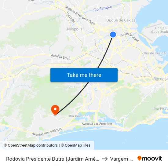 Rodovia Presidente Dutra (Jardim América / R. Min. Artur Costa) to Vargem Pequena map