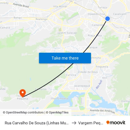Rua Carvalho De Souza (Linhas Municipais) to Vargem Pequena map