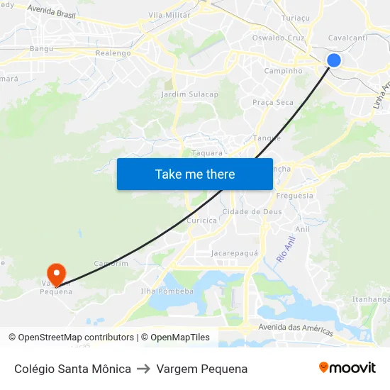 Colégio Santa Mônica to Vargem Pequena map
