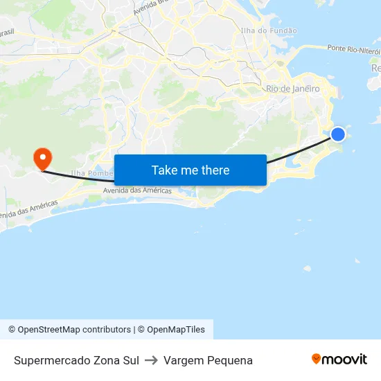 Supermercado Zona Sul to Vargem Pequena map