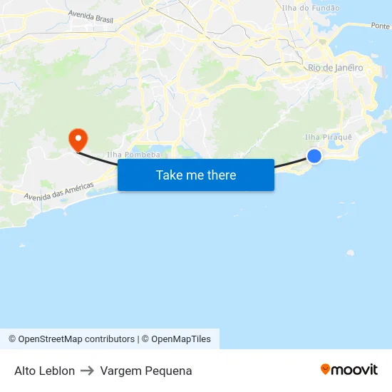 Alto Leblon to Vargem Pequena map